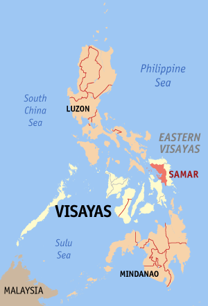 Map of the Philippines with Samar highlighted