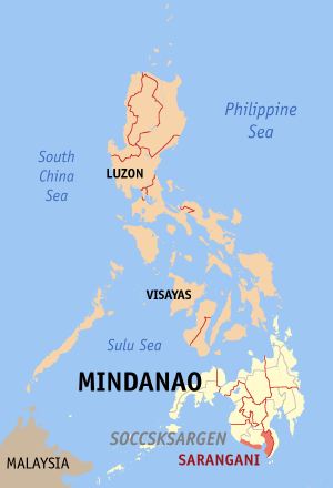 Map of the Philippines with Sarangani highlighted