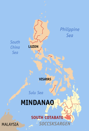 Map of the Philippines with South Cotabato highlighted