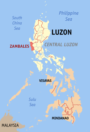 Map of the Philippines with Zambales highlighted