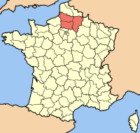 Map of France highlighting the Region of Picardy