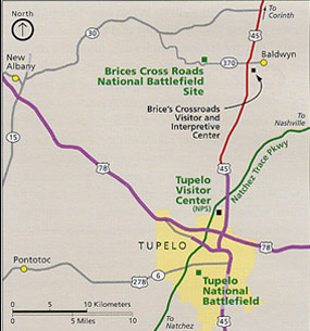 Tupelo, Mississippi area map of historic sites