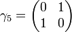 \gamma_5 = \begin{pmatrix} 0 & 1 \\ 1 & 0 \end{pmatrix}