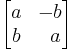 
\begin{bmatrix}
  a &   -b  \\
  b & \;\; a  
\end{bmatrix}
