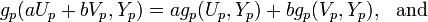 g_p(aU_p+bV_p,Y_p) = ag_p(U_p,Y_p)+bg_p(V_p,Y_p),\ \ \text{and}