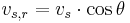 v_{s, r}=v_s\cdot \cos{\theta}