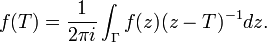 f(T) = \frac{1}{2 \pi i} \int_{\Gamma} f(z)(z - T)^{-1} dz.