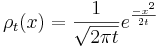 
\rho_t(x) = {1\over \sqrt{2\pi t}} e^{-x^2 \over 2t}
