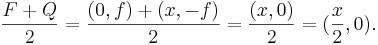  {F + Q \over 2} = {(0,f) + (x,-f) \over 2} = {(x,0) \over 2} = ({x \over 2}, 0). 