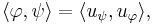  \langle \varphi, \psi \rangle = \langle u_\psi, u_\varphi \rangle, 