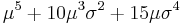 \mu^5 + 10 \mu^3 \sigma^2 + 15 \mu \sigma^4