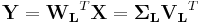 \mathbf{Y}=\mathbf{W_L}^T\mathbf{X} = \mathbf{\Sigma_L}\mathbf{V_L}^T