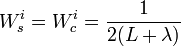 W_{s}^{i} = W_{c}^{i} = \frac{1}{2(L+\lambda)}