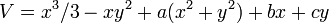 V = x^3/3 - xy^2 + a(x^2+y^2) + bx + cy \, 