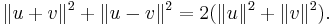 \|u+v\|^2+\|u-v\|^2=2(\|u\|^2+\|v\|^2).