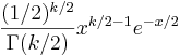 \frac{(1/2)^{k/2}}{\Gamma(k/2)} x^{k/2 - 1} e^{-x/2}\,