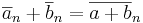 \overline{a}_n + \overline{b}_n = \overline{a + b}_n