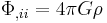 \Phi_{,i i} = 4 \pi G \rho \,