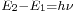 \scriptstyle E_2 - E_1 =h\nu\,