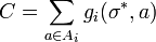 C = \sum_{a \in A_i} g_i(\sigma^*, a)