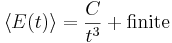 \langle E(t) \rangle = \frac{C}{t^3} + \textrm{finite}\,