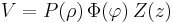 V=P(\rho)\,\Phi(\varphi)\,Z(z)