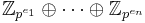 \mathbb{Z}_{p^{e_1}} \oplus \cdots \oplus \mathbb{Z}_{p^{e_n}}