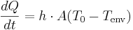  \frac{d Q}{d t} = h \cdot A(T_{0} - T_{\text{env}}) 