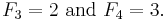 F_3=2 \mbox{ and } F_4=3.