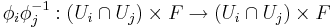 \phi_i\phi_j^{-1}�: (U_i \cap U_j) \times F \to (U_i \cap U_j) \times F