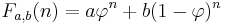 F_{a,b}(n) = a\varphi^n+b(1-\varphi)^n