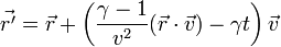 \vec{r'} = \vec{r} + \left(\frac{\gamma -1}{v^2} (\vec{r} \cdot \vec{v}) - \gamma t \right) \vec{v}