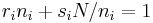 r_in_i + s_iN/n_i = 1