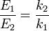 \frac{E_1}{E_2} = \frac{k_2}{k_1} \,