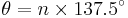 \theta = n \times 137.5^{\circ}