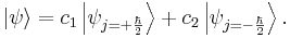 |\psi\rangle = c_1\left|\psi_{j = +\frac{\hbar}{2}}\right\rangle + c_2\left|\psi_{j = -\frac{\hbar}{2}}\right\rangle. 