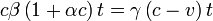 c\beta\left(1+\alpha c\right)t=\gamma\left(c-v\right)t