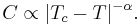  C \propto |T_c - T|^{-\alpha}.