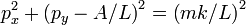 
p_{x}^{2} + \left(p_{y} - A/L \right)^{2} = \left( mk/L \right)^{2}
