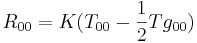 R_{0 0} = K (T_{0 0} - {1 \over 2} T g_{0 0})