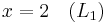 x = 2 \quad (L_1)