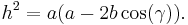 h^2 = a(a - 2b\cos(\gamma)). \, 