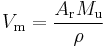 V_{\rm m} = \frac{A_{\rm r}M_{\rm u}}{\rho}