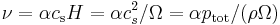 \nu = \alpha c_{\rm s} H = \alpha c_s^2/\Omega = \alpha p_{\mathrm{tot}}/(\rho \Omega)