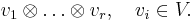 v_1\otimes\dots\otimes v_r,\quad v_i\in V.