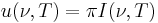 u(\nu,T) = \pi I(\nu,T)\ 