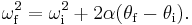 \omega_{\mathrm{f}}^2 = \omega_{\mathrm{i}}^2 + 2 \alpha (\theta_{\mathrm{f}} - \theta_{\mathrm{i}}).