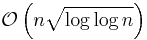 \mathcal{O}\left( {n \sqrt{\log \log n}} \right)