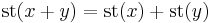  \operatorname{st}(x + y) = \operatorname{st}(x) + \operatorname{st}(y)  