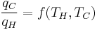 
\frac{q_C}{q_H} = f(T_H,T_C)
